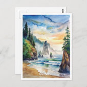 Olympic National Park Waterverf Schilderij Briefkaart (Voorkant / Achterkant)