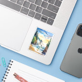 Olympic National Park Waterverf Schilderij Sticker (Laptop met iPhone)