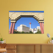 Olympic Plaza en Calgary Tower, Alberta, Canada Canvas Afdruk (Insitu (Woonkamer))