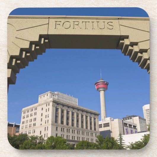 Olympic Plaza en Calgary Tower, Alberta, Canada Drankjes Onderzetter (Voorkant)