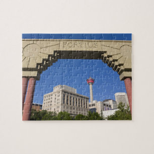 Olympic Plaza en Calgary Tower, Alberta, Canada Legpuzzel