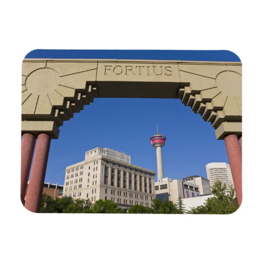 Olympic Plaza en Calgary Tower, Alberta, Canada Magneet (Horizontaal)