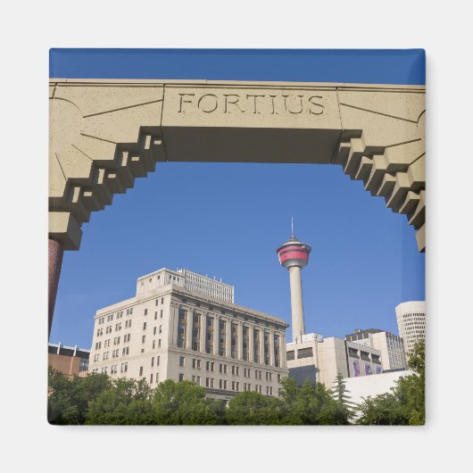 Olympic Plaza en Calgary Tower, Alberta, Canada Magneet (Voorkant)
