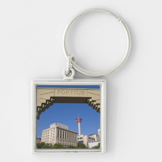 Olympic Plaza en Calgary Tower, Alberta, Canada Sleutelhanger (Voorkant)