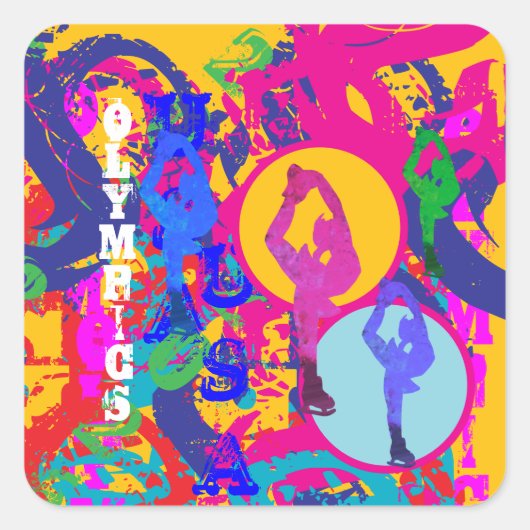 OLYMPIC SKATING  VIERKANTE STICKER (Voorkant)