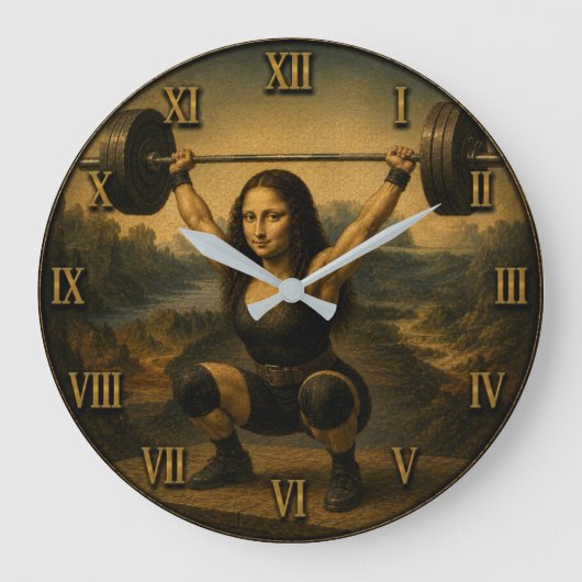 Olympic Weightlifter Funny Mona Lisa Grote Klok (Voorkant)