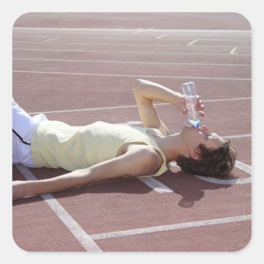 Olympisch atleet van 2012 drink na ras vierkante sticker (Voorkant)
