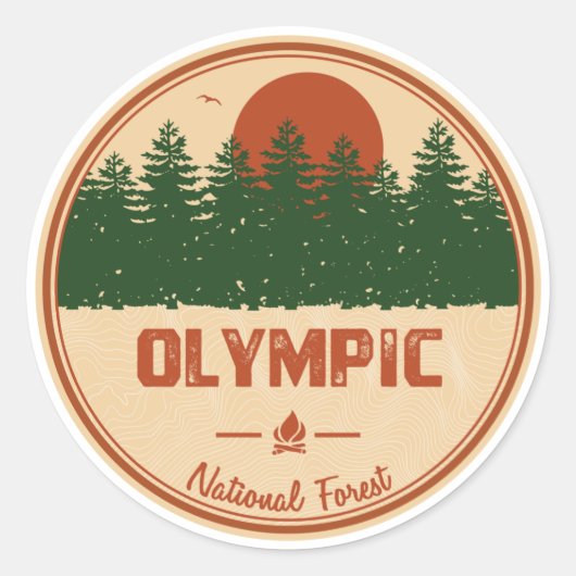 Olympisch Nationaal Bos Ronde Sticker (Voorkant)