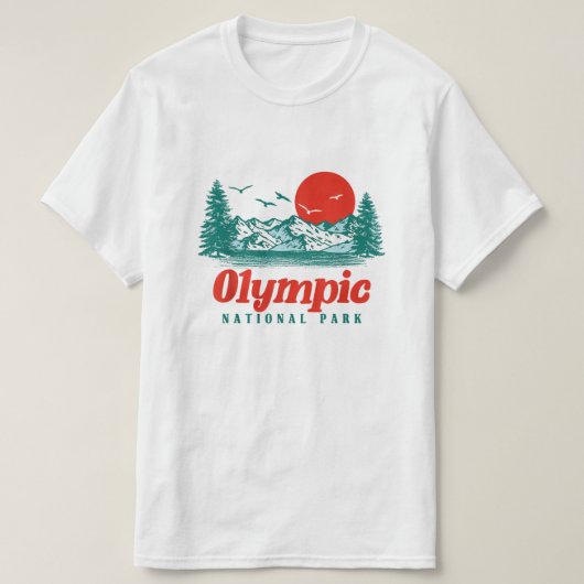 Olympisch Nationaal Park Bergbomen & Zon Graphic T-shirt (Design voorkant)