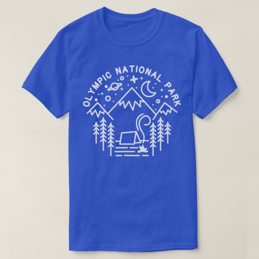 Olympisch Nationaal Park Camping Line Art Hiking G T-shirt (Design voorkant)