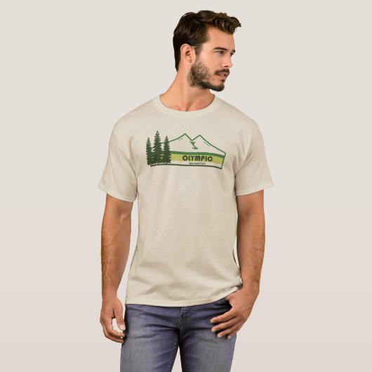 Olympisch Nationaal Park Groene Strepen T-shirt (Voorkant volledig)