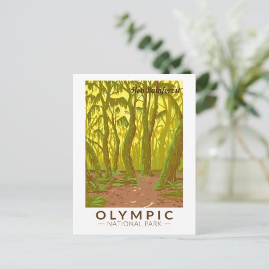Olympisch Nationaal Park Hoh Rainforest Travel Art Briefkaart (Staand voorkant)