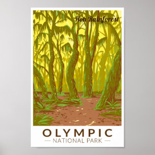 Olympisch Nationaal Park Hoh Rainforest Travel Art Poster