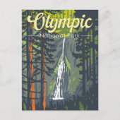 Olympisch Nationaal Park Illustratie Retro Briefkaart (Voorkant)