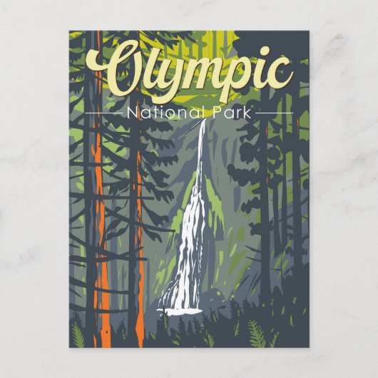 Olympisch Nationaal Park Illustratie Retro Briefkaart (Voorkant)