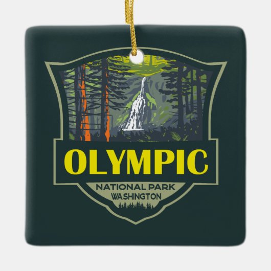Olympisch Nationaal Park Illustratie Retro Keramisch Ornament (Voorkant)