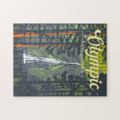 Olympisch Nationaal Park Illustratie Retro Legpuzzel (Horizontaal)