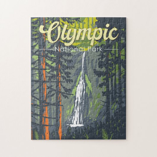 Olympisch Nationaal Park Illustratie Retro Legpuzzel (Verticaal)