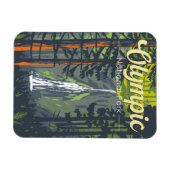 Olympisch Nationaal Park Illustratie Retro Magneet (Horizontaal)