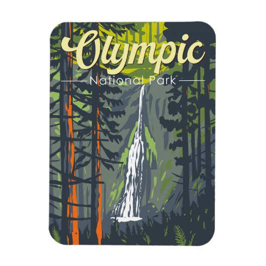 Olympisch Nationaal Park Illustratie Retro Magneet (Verticaal)