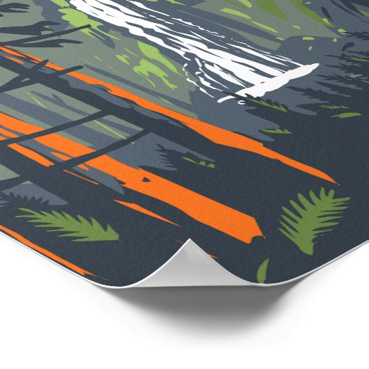 Olympisch Nationaal Park Illustratie Retro Poster (Hoek)