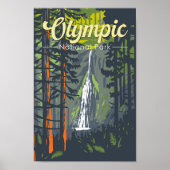 Olympisch Nationaal Park Illustratie Retro Poster (Voorkant)