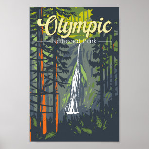 Olympisch Nationaal Park Illustratie Retro Poster