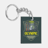 Olympisch Nationaal Park Illustratie Retro Sleutelhanger (Voorkant Links)