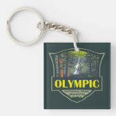 Olympisch Nationaal Park Illustratie Retro Sleutelhanger (Voorkant)