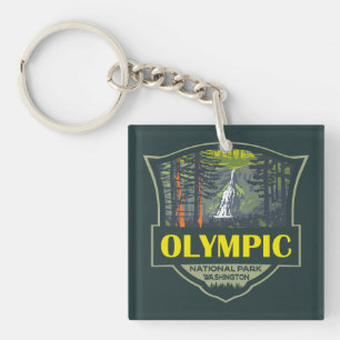 Olympisch Nationaal Park Illustratie Retro Sleutelhanger