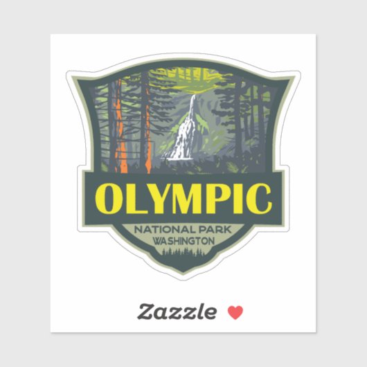 Olympisch Nationaal Park Illustratie Retro Sticker (Vel)