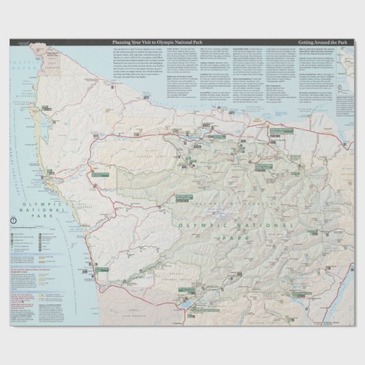 olympisch nationaal park kaart (2010) cadeaupapier (Vlak)