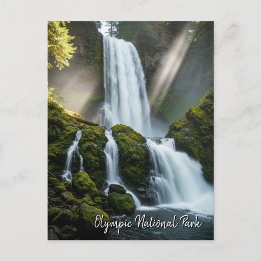 Olympisch nationaal park met regenwoudwaterval briefkaart (Voorkant)