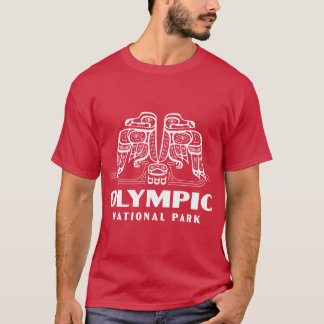 Olympisch Nationaal Park Retro Vogel Wordmark Wit T-shirt