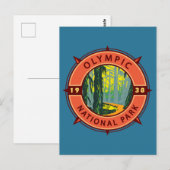 Olympisch natuurpark Hoh Rainforest Retro Compass Briefkaart (Voorkant / Achterkant)