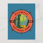Olympisch natuurpark Hoh Rainforest Retro Compass Briefkaart (Voorkant)