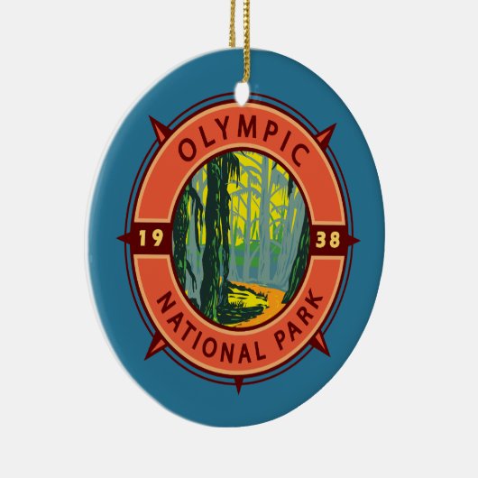 Olympisch natuurpark Hoh Rainforest Retro Compass Keramisch Ornament (Rechts)