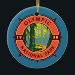 Olympisch natuurpark Hoh Rainforest Retro Compass Keramisch Ornament<br><div class="desc">Ontwerp van olympische vectorillustraties. Het park verspreidt zich over verschillende ecosystemen,  van de dramatische pieken van de Olympische bergen tot oerbossen.</div>