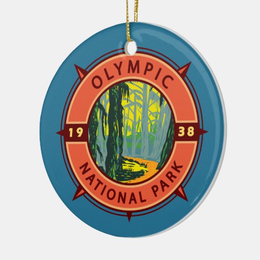 Olympisch natuurpark Hoh Rainforest Retro Compass Keramisch Ornament (Links)