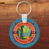 Olympisch natuurpark Hoh Rainforest Retro Compass Sleutelhanger (Voorkant)
