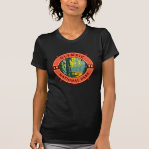 Olympisch natuurpark Hoh Rainforest Retro Compass T-shirt