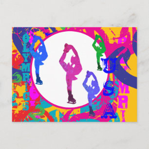 OLYMPISCH SCHAatsen Briefkaart