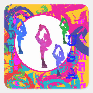 OLYMPISCH SCHAATSEN  VIERKANTE STICKER