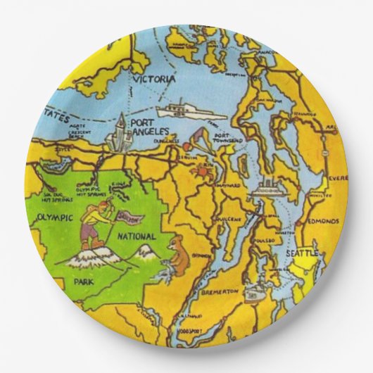 Olympisch Schiereiland Kaart Papieren Bordje (Voorkant)