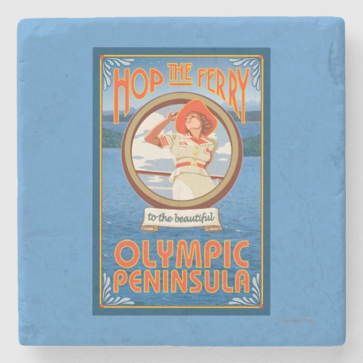 Olympisch schiereiland, Washington Hop the Ferry Stenen Onderzetter (Voorkant)