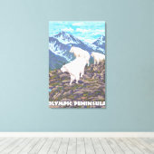 Olympisch schiereiland, Washington Mountain Goats Canvas Afdruk (Insitu (Houten vloer))