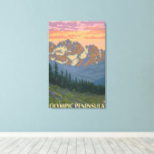 Olympisch schiereiland, Washington Spring Flowers Canvas Afdruk (Insitu (Houten vloer))