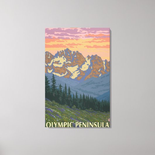 Olympisch schiereiland, Washington Spring Flowers Canvas Afdruk (Voorkant)