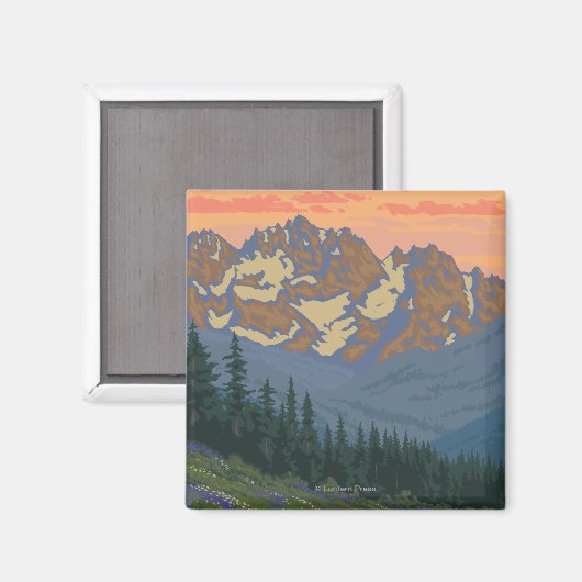 Olympisch schiereiland, Washington Spring Flowers Magneet (Voorkant / Achterkant)