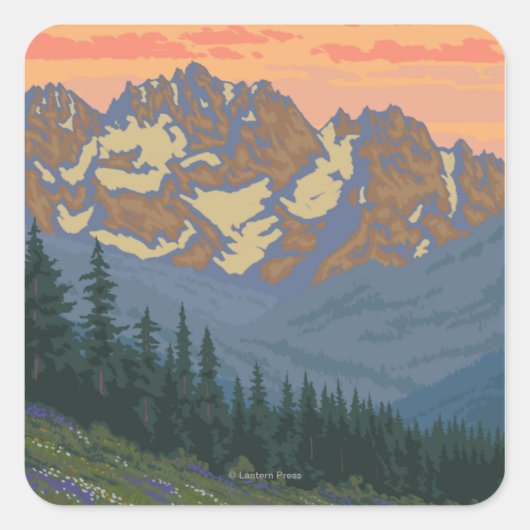 Olympisch schiereiland, Washington Spring Flowers Vierkante Sticker (Voorkant)